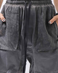 【thom/krom】 UNISEX STRETCH COTTON & LINEN POCHETTE SHORT PANTS MST484_BLACK OIL