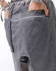 【thom/krom】 UNISEX STRETCH COTTON & LINEN POCHETTE SHORT PANTS MST484_BLACK OIL