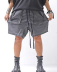 【thom/krom】 UNISEX STRETCH COTTON & LINEN POCHETTE SHORT PANTS MST484_BLACK OIL