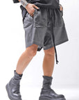【thom/krom】 UNISEX STRETCH COTTON & LINEN POCHETTE SHORT PANTS MST484_BLACK OIL