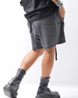【thom/krom】 UNISEX STRETCH COTTON & LINEN POCHETTE SHORT PANTS MST484_BLACK OIL