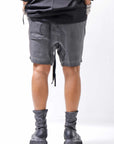 【thom/krom】 UNISEX STRETCH COTTON & LINEN POCHETTE SHORT PANTS MST484_BLACK OIL