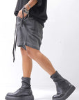 【thom/krom】 UNISEX STRETCH COTTON & LINEN POCHETTE SHORT PANTS MST484_BLACK OIL