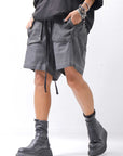 【thom/krom】 UNISEX STRETCH COTTON & LINEN POCHETTE SHORT PANTS MST484_BLACK OIL