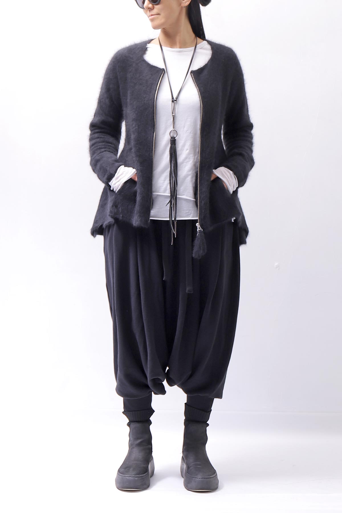 【RUNDHOLZ】 RACCOON ZIP UP CARDIGAN JACKET 141 7113_BLACK