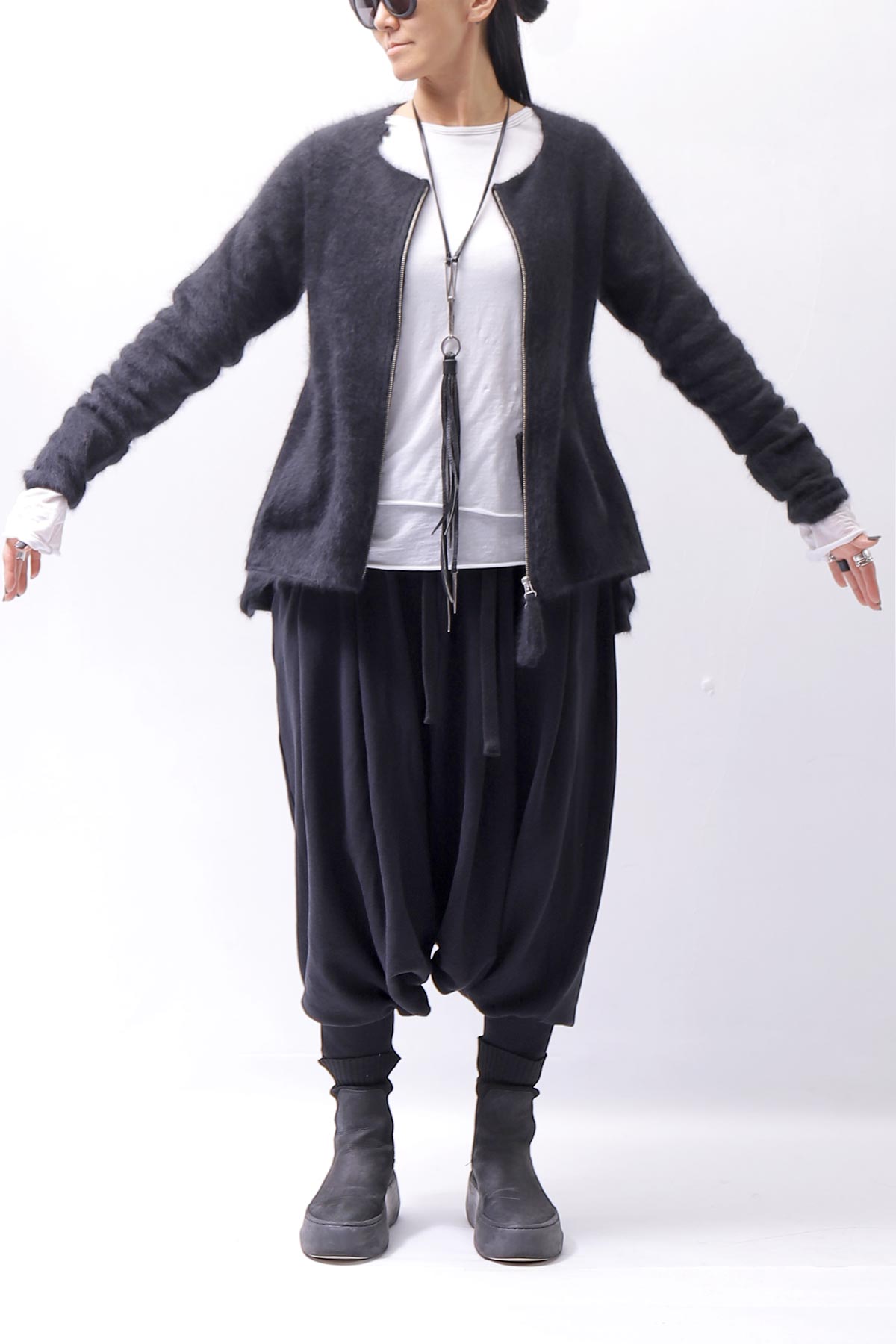 【RUNDHOLZ】 RACCOON ZIP UP CARDIGAN JACKET 141 7113_BLACK