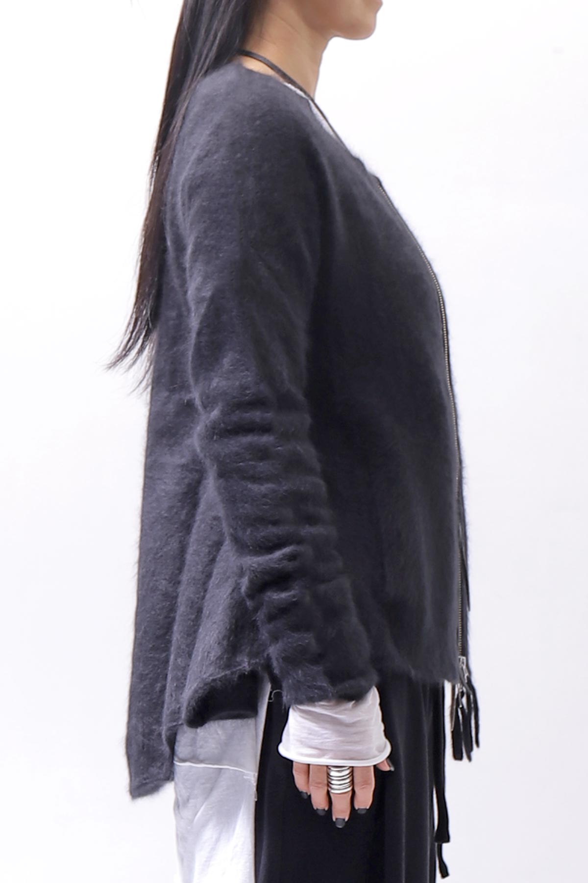 【RUNDHOLZ】 RACCOON ZIP UP CARDIGAN JACKET 141 7113_BLACK