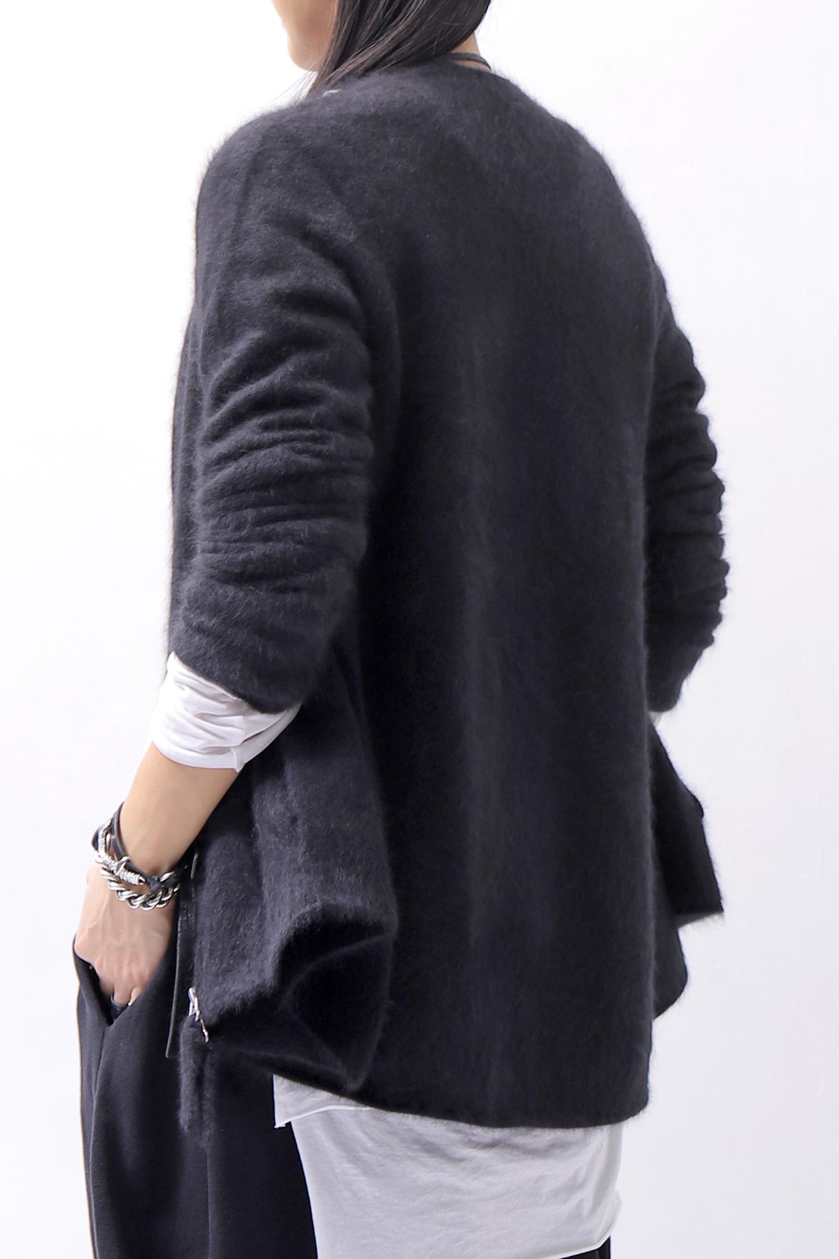 【RUNDHOLZ】 RACCOON ZIP UP CARDIGAN JACKET 141 7113_BLACK