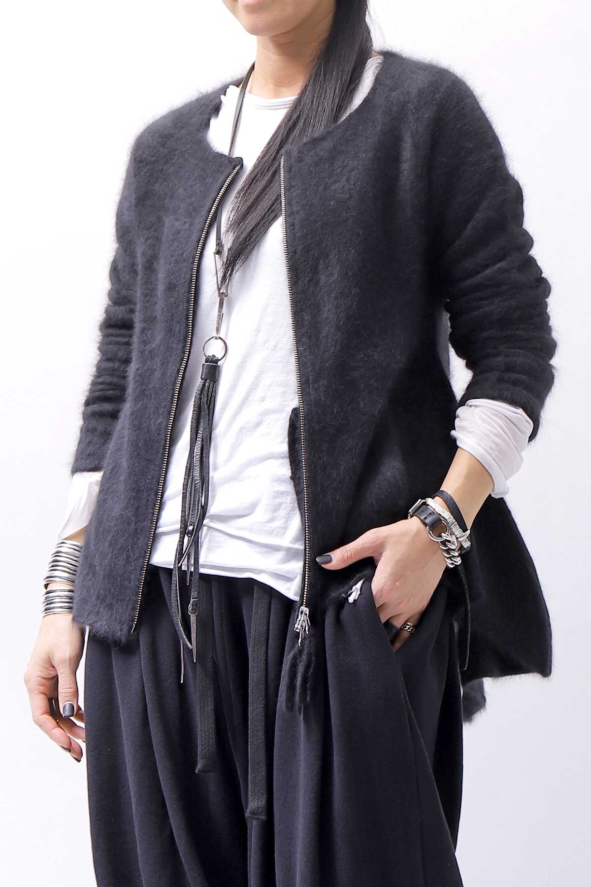 【RUNDHOLZ】 RACCOON ZIP UP CARDIGAN JACKET 141 7113_BLACK