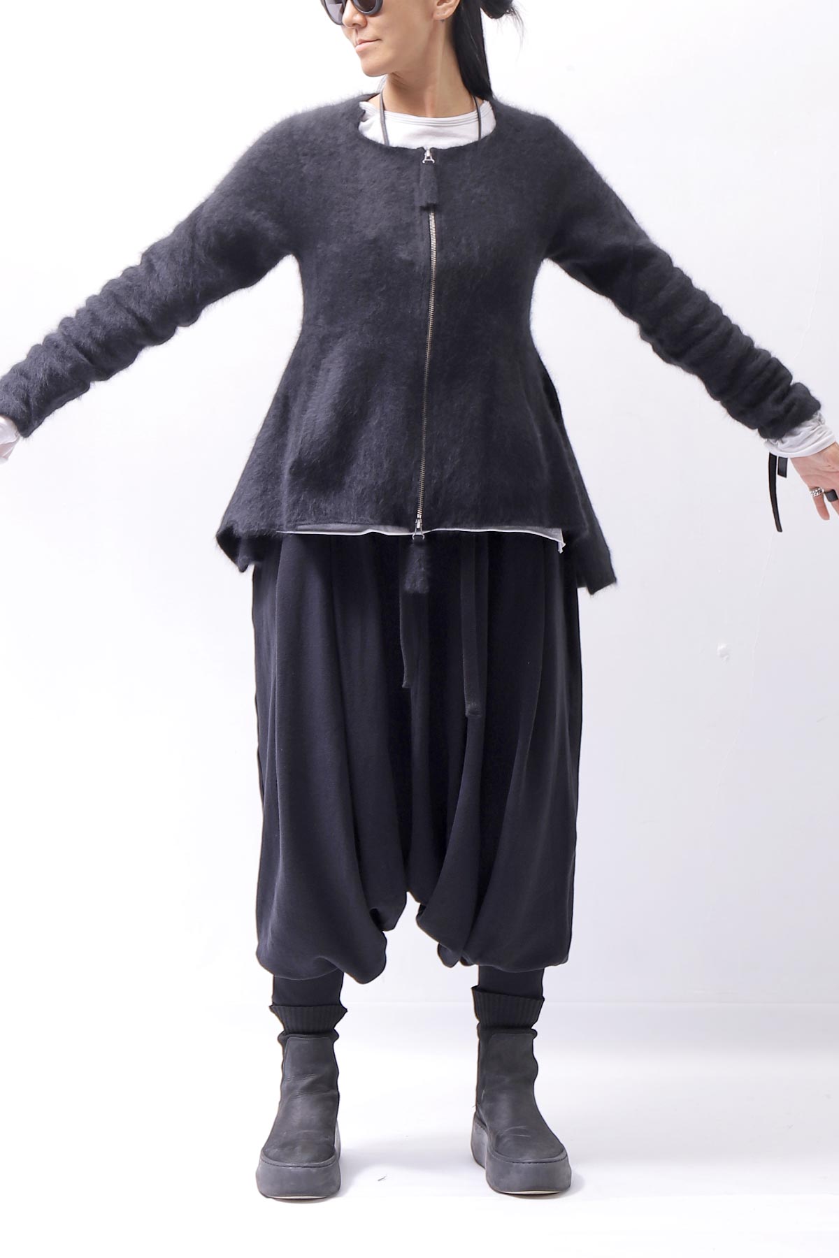 【RUNDHOLZ】 RACCOON ZIP UP CARDIGAN JACKET 141 7113_BLACK