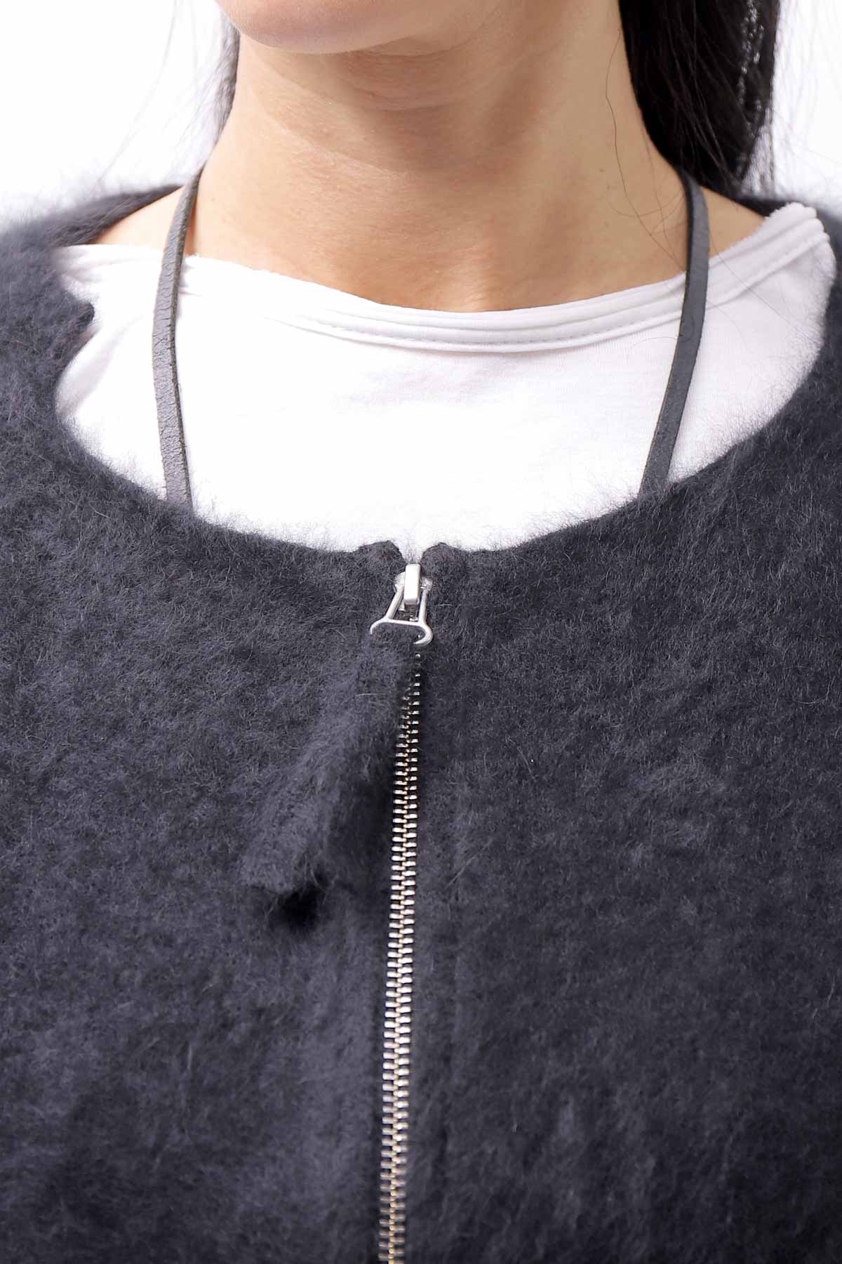 【RUNDHOLZ】 RACCOON ZIP UP CARDIGAN JACKET 141 7113_BLACK