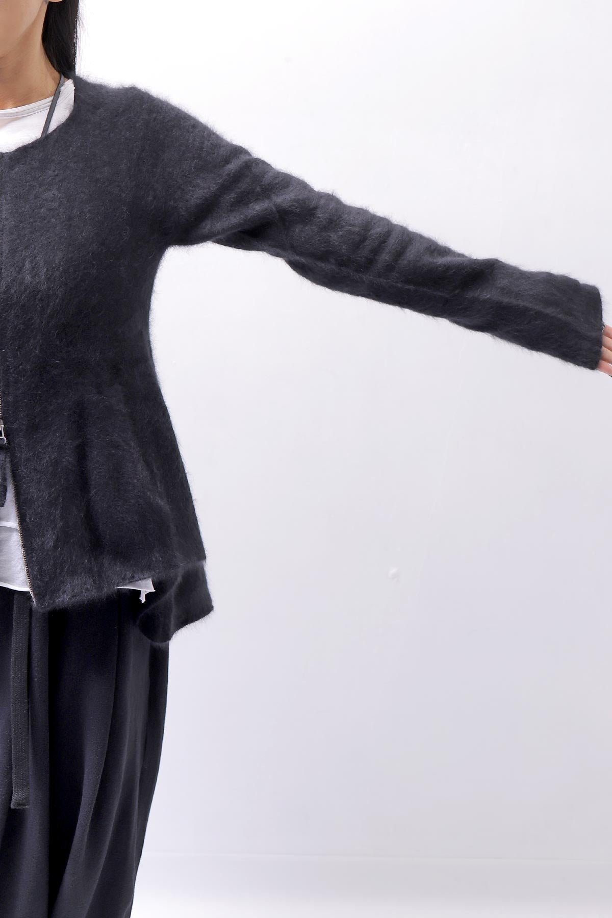 【RUNDHOLZ】 RACCOON ZIP UP CARDIGAN JACKET 141 7113_BLACK