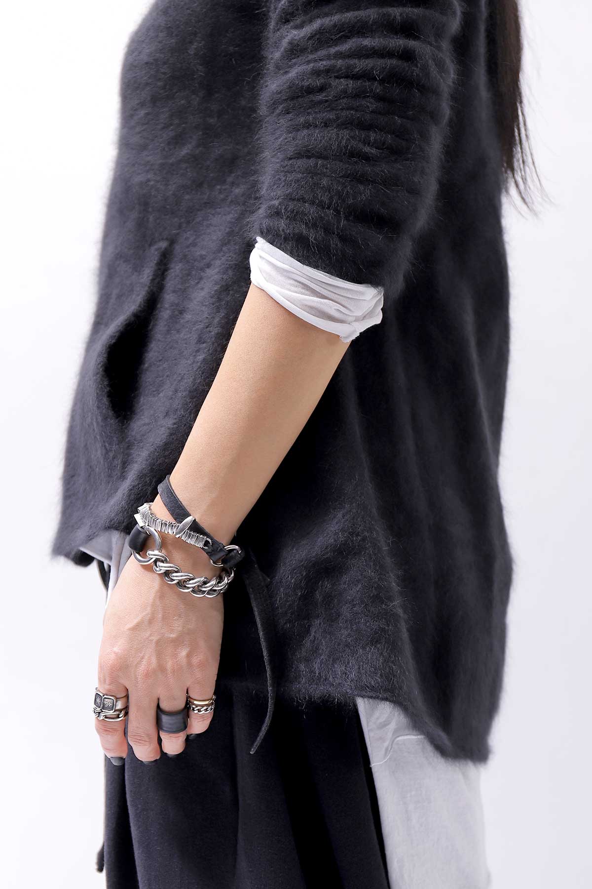 【RUNDHOLZ】 RACCOON ZIP UP CARDIGAN JACKET 141 7113_BLACK