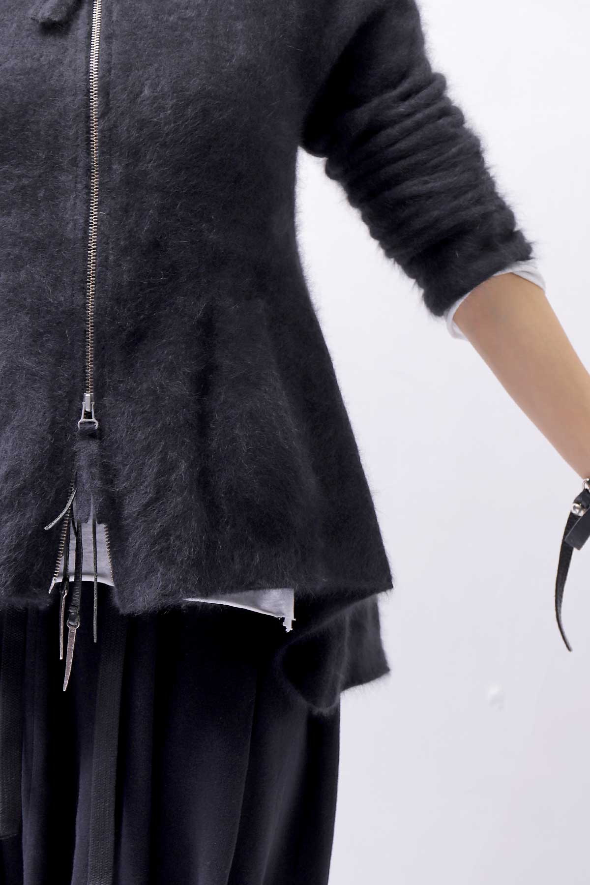 【RUNDHOLZ】 RACCOON ZIP UP CARDIGAN JACKET 141 7113_BLACK