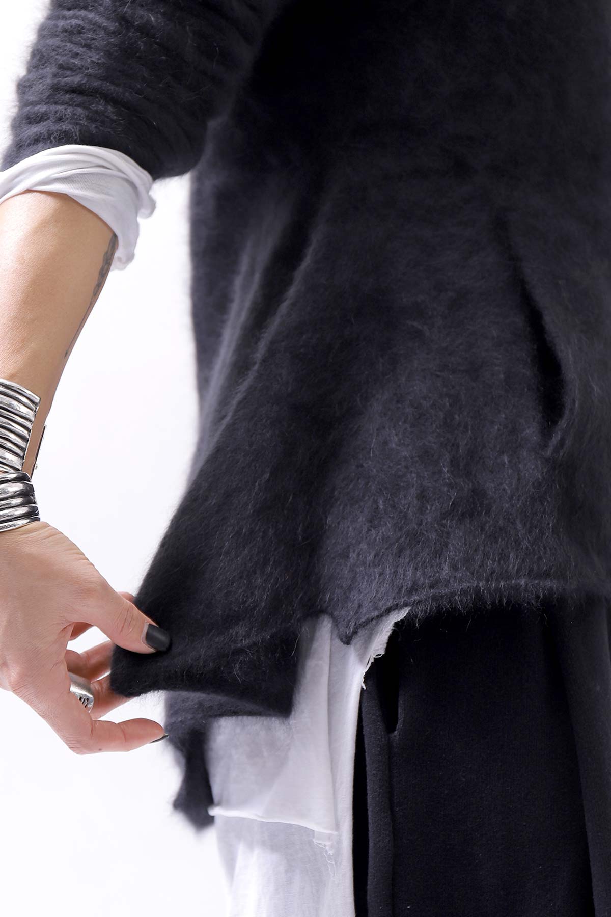 【RUNDHOLZ】 RACCOON ZIP UP CARDIGAN JACKET 141 7113_BLACK