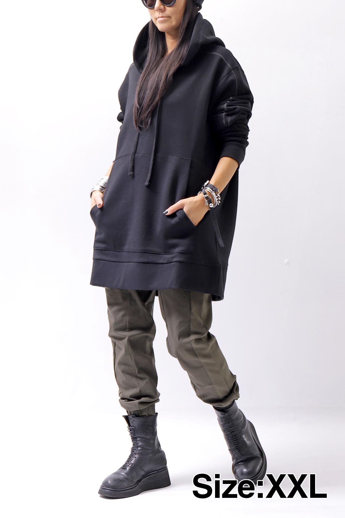 【thom/krom】 UNISEX FRONT POCKET SWEAT HOODIE MS159_BLACK