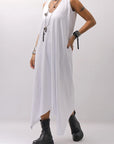 【Primordial is Primitive】 SLEEVELESS LONG DRESS 533RO_WHITE
