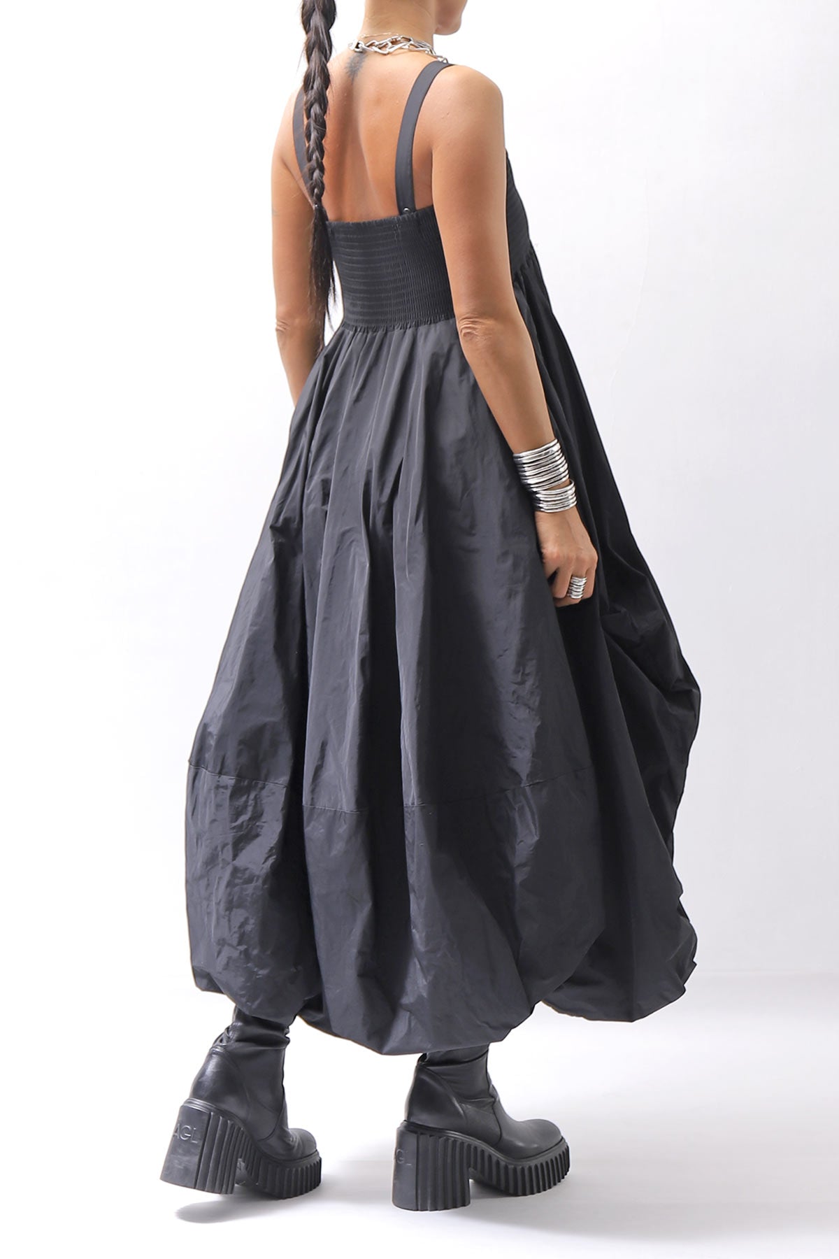 【PLÜ】 MULTIWAY SHAPE MEMORY SKIRT DRESS 4045_BLACK