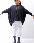 【bajra】 UNISEX BACK DRAPE TOP 154QK02_BLACK