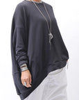 【bajra】 UNISEX BACK DRAPE TOP 154QK02_BLACK
