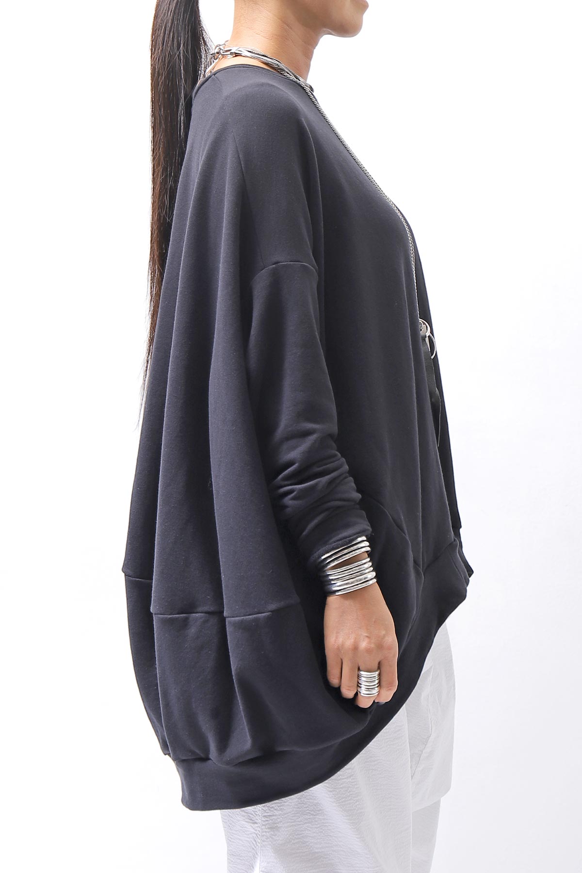 【bajra】 UNISEX BACK DRAPE TOP 154QK02_BLACK