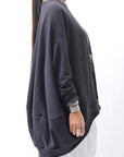 【bajra】 UNISEX BACK DRAPE TOP 154QK02_BLACK