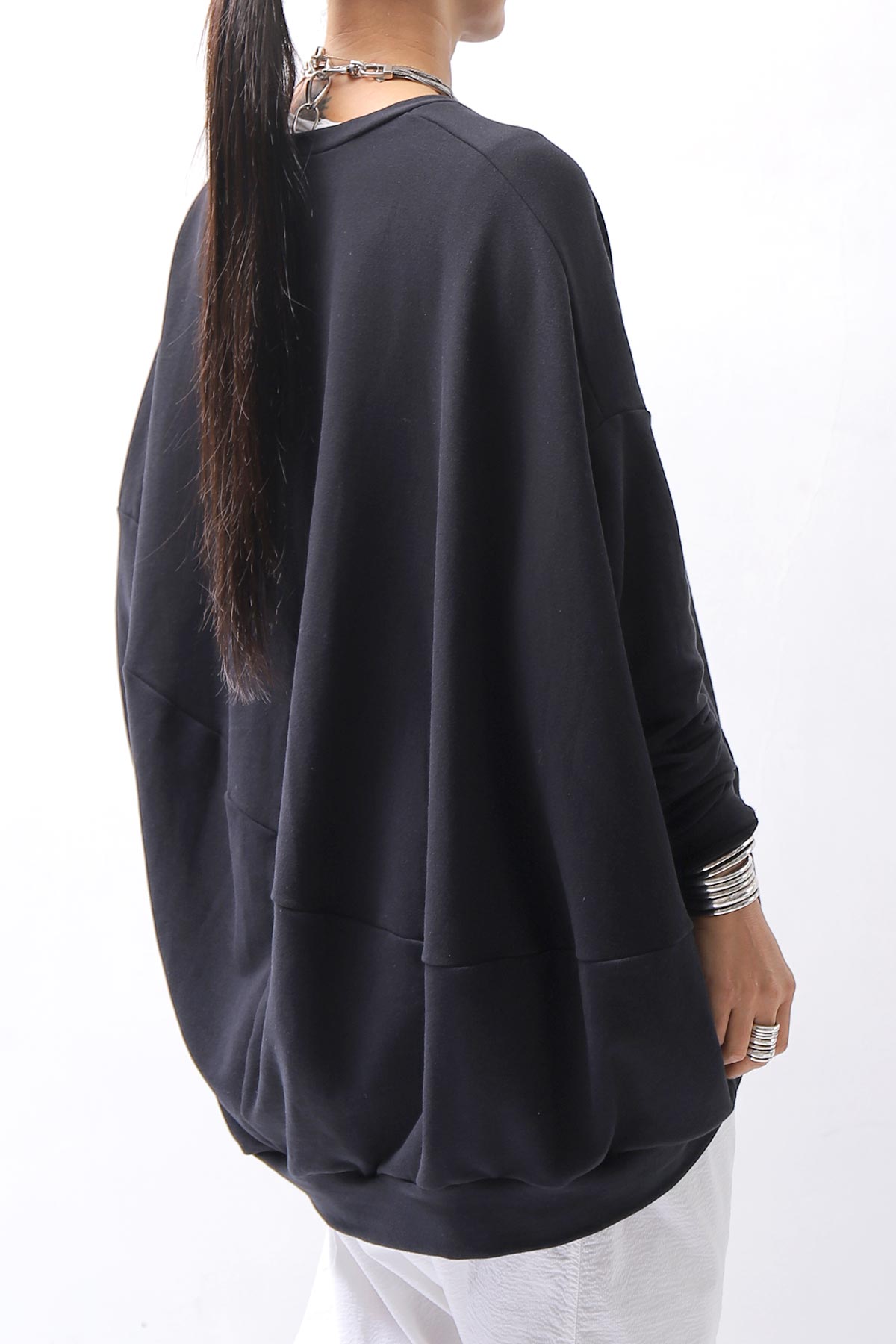 【bajra】 UNISEX BACK DRAPE TOP 154QK02_BLACK