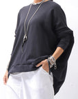 【bajra】 UNISEX BACK DRAPE TOP 154QK02_BLACK