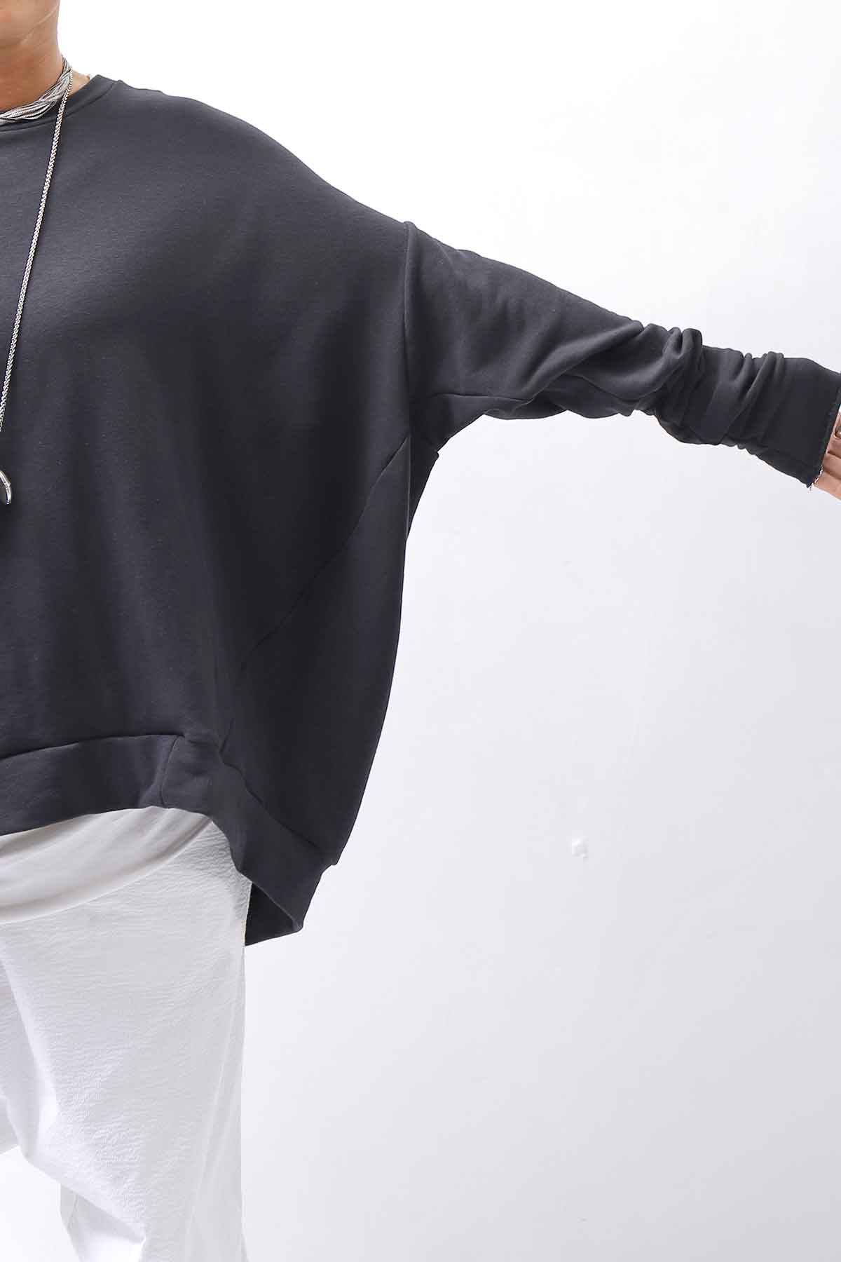 【bajra】 UNISEX BACK DRAPE TOP 154QK02_BLACK