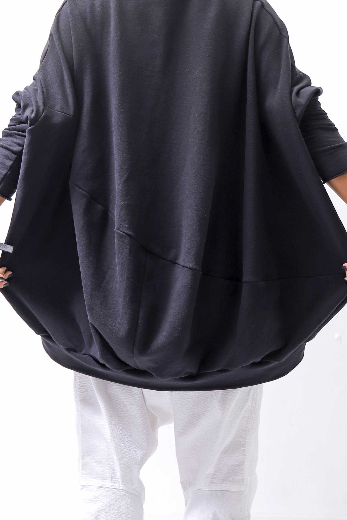 【bajra】 UNISEX BACK DRAPE TOP 154QK02_BLACK