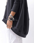 【bajra】 UNISEX BACK DRAPE TOP 154QK02_BLACK