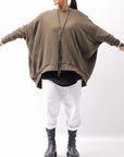 【bajra】 UNISEX BACK DRAPE TOP 154QK02_KHAKI BROWN
