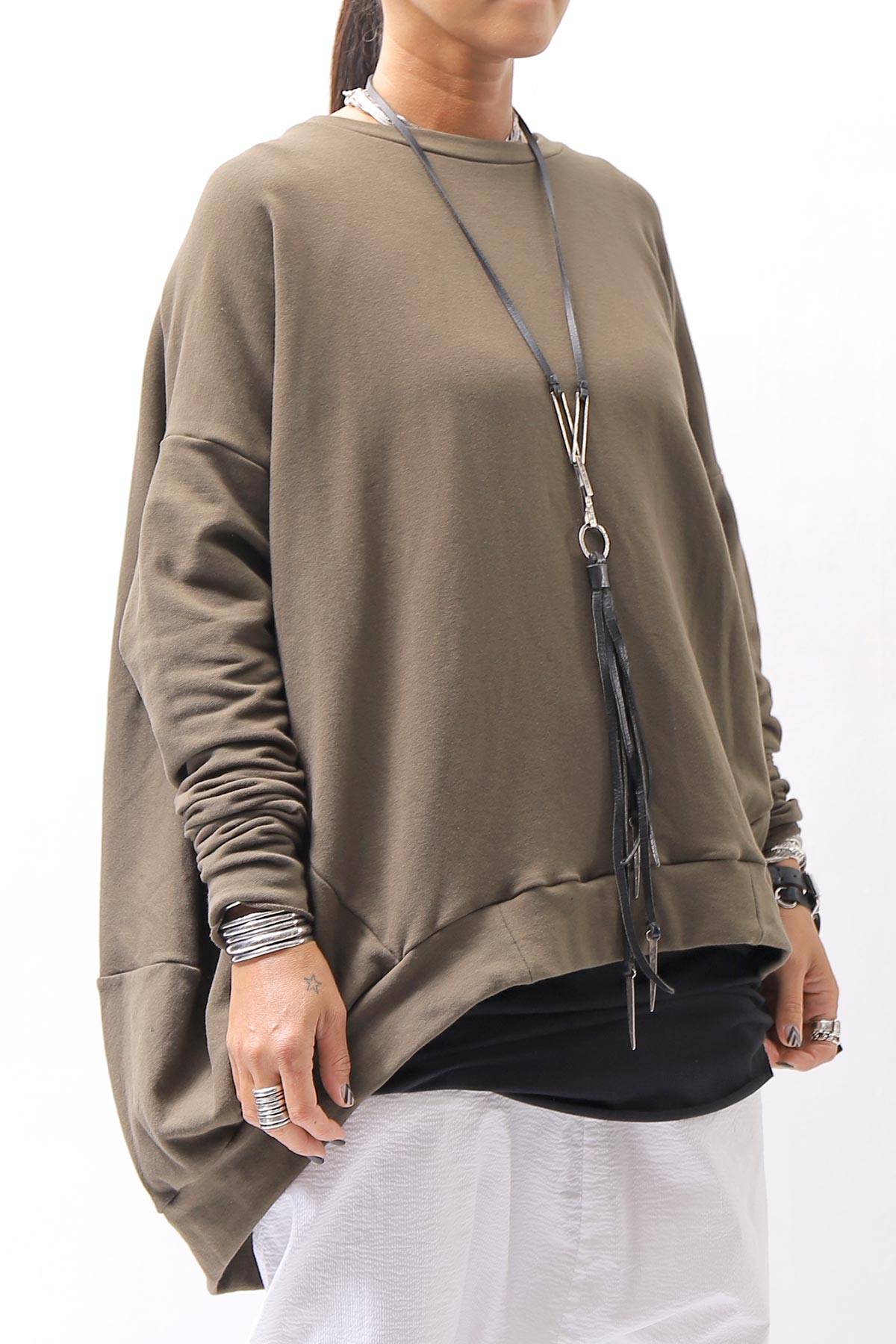 【bajra】 UNISEX BACK DRAPE TOP 154QK02_KHAKI BROWN
