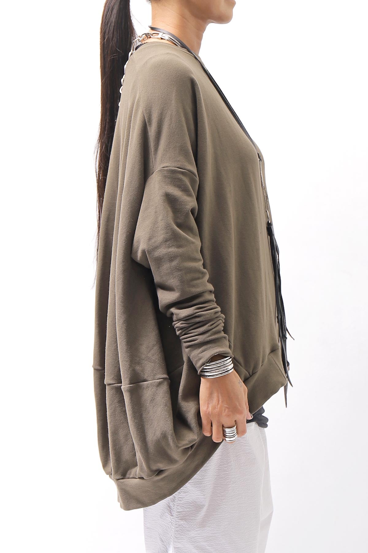 【bajra】 UNISEX BACK DRAPE TOP 154QK02_KHAKI BROWN