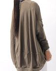【bajra】 UNISEX BACK DRAPE TOP 154QK02_KHAKI BROWN