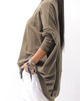 【bajra】 UNISEX BACK DRAPE TOP 154QK02_KHAKI BROWN
