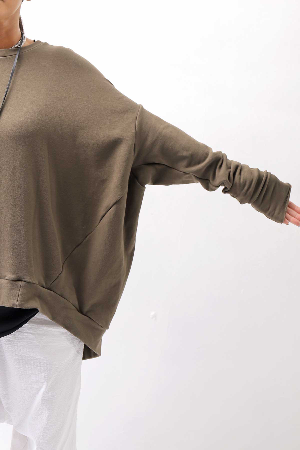 【bajra】 UNISEX BACK DRAPE TOP 154QK02_KHAKI BROWN