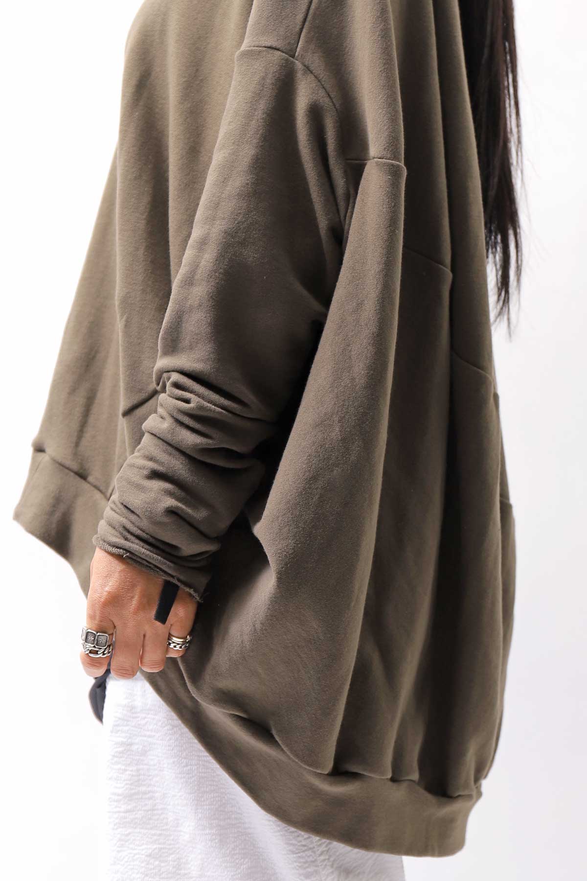 【bajra】 UNISEX BACK DRAPE TOP 154QK02_KHAKI BROWN