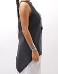 【Primordial is Primitive】 BACK CROSSED TANK TOP 413AL_BLACK