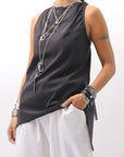 【Primordial is Primitive】 BACK CROSSED TANK TOP 413AL_BLACK