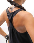 【Primordial is Primitive】 BACK CROSSED TANK TOP 413AL_BLACK
