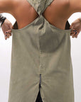 【Primordial is Primitive】 BACK CROSSED TANK TOP 413AL_MILITARY