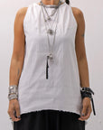 【Primordial is Primitive】 BACK CROSSED TANK TOP 413AL_WHITE