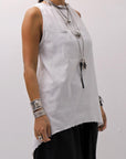【Primordial is Primitive】 BACK CROSSED TANK TOP 413AL_WHITE