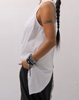 【Primordial is Primitive】 BACK CROSSED TANK TOP 413AL_WHITE