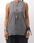 【Primordial is Primitive】 BACK CROSSED TANK TOP 413AL_GREY WASH