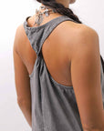 【Primordial is Primitive】 BACK CROSSED TANK TOP 413AL_GREY WASH