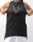 【Primordial is Primitive】 BACK CROSSED TANK TOP 413CC_BLACK