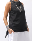 【Primordial is Primitive】 BACK CROSSED TANK TOP 413CC_BLACK