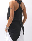 【Primordial is Primitive】 BACK CROSSED TANK TOP 413CC_BLACK